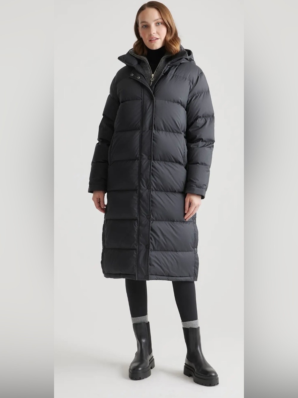 Quince Long Black Women's Down Puffer Coat XS